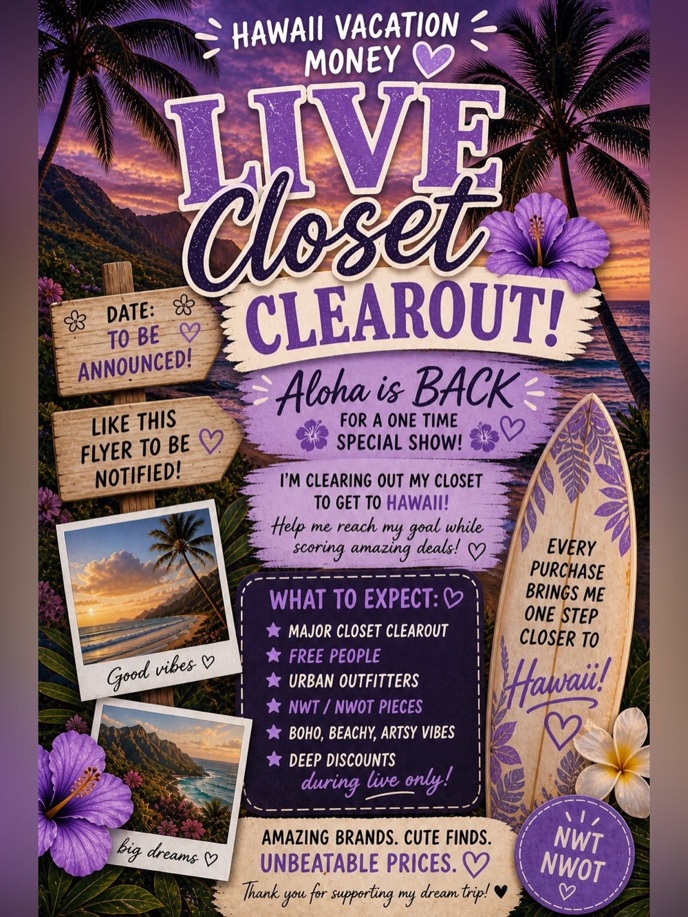 🌺 ALOHA is back!!! Live Closet Clearout for Hawaii Vacay!! 🌺